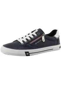 Sneaker Tom Tailor, Herren, Gr. 42, navy, Lederimitat, Schuhe Sneaker, Freizeitschuh, Halbschuh, Schn&uuml;rschuh mit Au&szlig;en-Rei&szlig;verschluss
