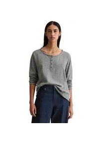 Marc O'Polo Langarmshirt MARC O'POLO DENIM "aus weichem Slub Heavy Jersey", Damen, Gr. XS, asphalt melange, Obermaterial: 100% Baumwolle, unifarben, Basic, relaxed fit, Serafino, Shirts Langarmshirt
