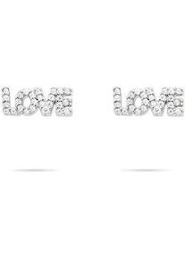 Paar Ohrstecker Tamaris "Schmuck Geschenk Silber 925 Ohrstecker Love Letters", silberfarben, kristallwei&szlig;, kristallwei&szlig;, Ohrringe, Damen, Silber 925 (Sterlingsilber), mit Zirkonia (synth.)