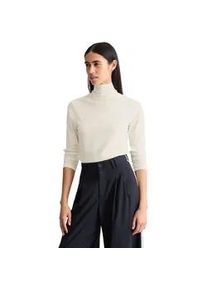 Marc O'Polo Langarmshirt MARC O'POLO DENIM "aus elastischem Single Jersey", Damen, Gr. XL, silky wei&szlig;, Obermaterial: 95% Baumwolle, 5% Elasthan, unifarben, Basic, slim fit, normaler Saum, Shirts Langarmshirt