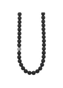 Edelstahlkette Bruno Banani "Schmuck Geschenk Lavasteinkette", schwarz (edelstahlfarben, schwarz), Halsketten, Herren, Edelstahl, L: 60, Edelstahlkette, mit Lavastein