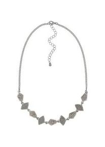Collier Firetti "Schmuck Geschenk Glitter Collier", metallfarben, wei&szlig;, Halsketten, Damen, Kunststoff Metall, L: 49, Kunststoff, Metall, Collier, mit Glasstein