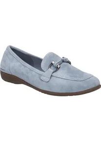 Slipper Josef Seibel "Fenja 34", Damen, Gr. 42, skyblau, Veloursleder, Schuhe Slipper, Schlupfschuh, Businessschuh, Komfortschuh in Weite G (=weit)