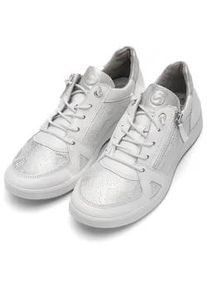 Slip-On Sneaker Ara "ROMA", Damen, Gr. 5 (38), wei&szlig;, silberfarben, Glattleder, Textil, Reptilienpr&auml;gung, Schuhe, Freizeitschuh, Halbschuh, Schn&uuml;rschuh in Komfortweite H (=sehr weit)