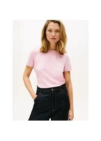 Kurzarmshirt Tommy Hilfiger "TH SCRIPT REG C-NK SS TEE", Damen, Gr. XL (42), pink, Single Jersey, Obermaterial: 95% Baumwolle, 5% Elasthan, unifarben, regular fit normal, Rundhals, Shirts, Stretch, Baumwollmischung, regular fit