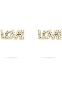 Paar Ohrstecker Tamaris "Schmuck Geschenk Silber 925 Ohrstecker Love Letters", gelbgoldfarben, kristallwei&szlig;, kristallwei&szlig;, Ohrringe, Damen, Silber 925 (Sterlingsilber), mit Zirkonia (synth.)