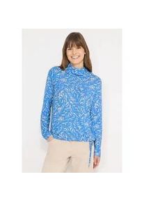 Langarmshirt Cecil, Damen, Gr. M (40), fountain blau melange, Stoff, 67% Viskose, 28% Polyester, 5% Elasthan, gemustert, comfort fit normal, Rundhals, normaler Saum, Shirts Langarmshirt, mit Schalkragen