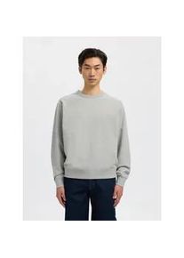 Sweatshirt Selected "SLHRELAXLUKE LS SWEAT CREW NECK NOOS", Herren, Gr. XL, light grau melange, angeraute Sweatware, Obermaterial: 100% Baumwolle, meliert, regular fit normal, Rundhals, Rippb&uuml;ndchen, Sweatshirts Sweatshirt