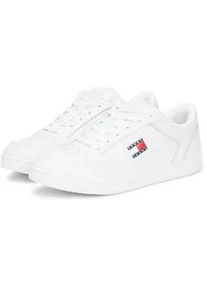 Tommy Hilfiger Sneaker TOMMY JEANS "TJM CUPSOLE LONG LACE LEATHER", Herren, Gr. 45, ecru, Leder, Lederimitat, Schuhe Sneaker, Freizeitschuh, Halbschuh, Schn&uuml;rschuh mit Ziern&auml;hten