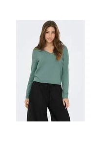 V-Ausschnitt-Pullover Only "ONLLOYAL LIFE LS V-NECK PULLO KNT NOOS", Damen, Gr. M, chinois gr&uuml;n detail:melange, Strick, Obermaterial: 80% Polyester, 20% Nylon, meliert, regular fit normal, V-Ausschnitt, Pullover, Materialmix