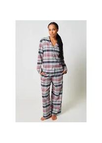 Pyjama Skiny "Night In Skiny Flanell", Damen, Gr. 40, classic melange check, Flanell, Obermaterial: 100% Baumwolle, kariert, meliert, normal lang, tiefer V-Ausschnitt, Homewear-Sets Pyjama, w&auml;rmend, Cotton, kuschelig weich, Bindeband, elastischer Bund