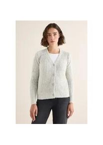 Cardigan Cecil, Damen, Gr. XXL (46), metal grau melange, Web, 58% Baumwolle, 24% Polyacryl, 10% Nylon, 8% Polyester, unifarben, normal normal, V-Ausschnitt, Strickb&uuml;ndchen, Strickjacken, Grobstrick