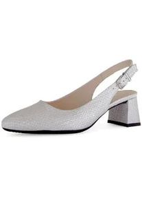 Slingpumps Gabor "Slingpumps Effektleder", Damen, Gr. 37,5, silber, Schuhe Slingpumps