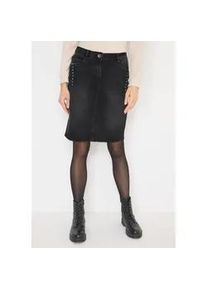 Jeansrock Cecil, Damen, Gr. 36, schwarz washed, Jeans, 77% Baumwolle, 20% Polyester, 3% Elasthan, unifarben, normal knielang, R&ouml;cke Jeansrock, mit dekorativen Nieten