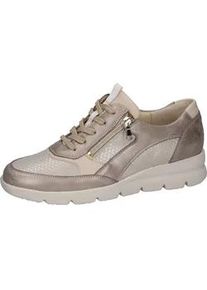 Waldl&auml;ufer Keilsneaker WALDL&Auml;UFER "H-BRUNI", Damen, Gr. 5 (38), platinfarben, beige, Nappaleder, Veloursleder, metallic, Schuhe, Schn&uuml;rschuh, Halbschuh in Bequemweite H (= sehr weit)