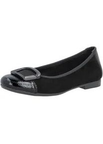 Ballerina Remonte, Damen, Gr. 37, schwarz, Lacklederimitat, Veloursleder, Schuhe Ballerina, Ballerina, Businessschuh, Festtagsschuh mit Lackspitze