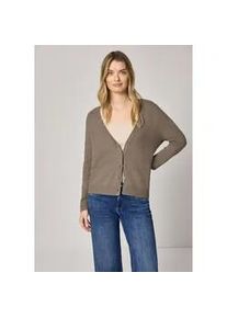 Cardigan Street One, Damen, Gr. 44, light terra mocha meliert, Web, 37% Baumwolle, 34% Polyacryl, 26% Polyester, 3% Elasthan, unifarben, normal normal, V-Ausschnitt, Rippb&uuml;ndchen, Strickjacken, mit V-Ausschnitt