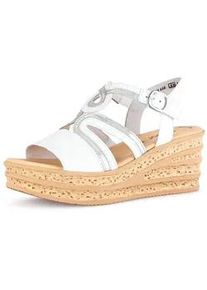Keilsandalette Gabor "Keilsandalette Materialmix Leder", Damen, Gr. 40, wei&szlig;, Schuhe