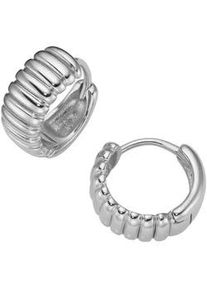 Paar Creolen Firetti "Schmuck Geschenk Silber 925 Ohrschmuck Ohrringe geriffelt", silberfarben, Ohrringe, Damen, 13,7mm, Silber 925 (Sterlingsilber)