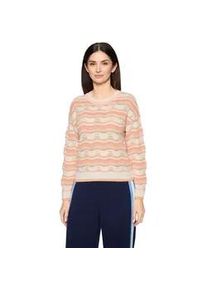 Strickpullover Cartoon "Damen mit Rundhalsausschnitt", Damen, Gr. 38, cream, orange, Obermaterial: 84% Polyester, 13% Viskose, 3% Polyester, oversize normal, Rundhals, Pullover Strickpullover