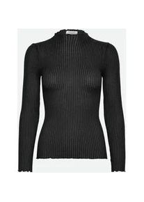 Langarmshirt rosemunde "Belize silk shirt", Damen, Gr. XS, schwarz, Strick, Obermaterial: 70% Seide, 30% Baumwolle, unifarben, figurbetont h&uuml;ftlang, ohne Ausschnitt, Shirts Langarmshirt, weicher Seiden-Baumwoll-Mix, mit langen &Auml;rmeln