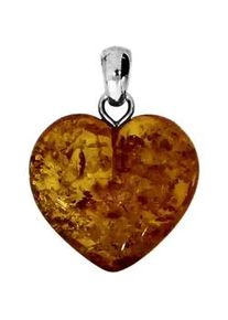 Kettenanh&auml;nger OSTSEE-SCHMUCK "OSTSEE-SCHMUCK Anh&auml;nger Herz - 17 mm Anh&auml;nger Herz - 17 mm", wei&szlig;, Schmuckanh&auml;nger, Damen, 27 x 20mm, Bernstein, 2,4 g, Kettenanh&auml;nger