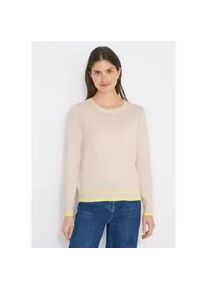 Longpullover Cecil, Damen, Gr. L (42), pearl beige melange, Web, 100% Baumwolle, unifarben, comfort fit normal, Rundhals, B&uuml;ndchen, Pullover Longpullover, mit Kontrastdetail