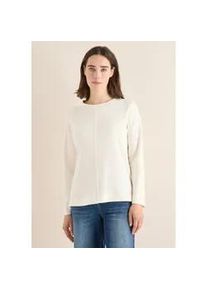 Langarmshirt Cecil, Damen, Gr. S (38), creamy wei&szlig;, Web, 50% Baumwolle, 50% Modal, unifarben, comfort fit normal, hoch geschlossener Ausschnitt, B&uuml;ndchen, Shirts Langarmshirt, in Unifarbe