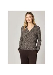 Langarmshirt Street One, Damen, Gr. 36, molten earth, Stoff, 50% Modal, 50% Baumwolle, normal normal, V-Ausschnitt, elastischer Bund, Shirts Langarmshirt, im Leo Design