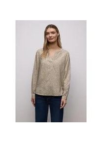 Langarmbluse Street One, Damen, Gr. 36, light terra mocha, Stoff, 100% Viskose, gemustert, klassisch normal, V-Ausschnitt, B&uuml;ndchen, Blusen, im Tunika-Style