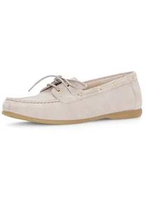 Bootsschuh Gabor, Damen, Gr. 37, natur, Veloursleder, unifarben, Schuhe Bootsschuh, Flats, Schlupfschuh, Slipper, Mokassin mit Best Fitting-Ausstattung