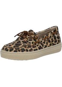 Bootsschuh Rieker, Damen, Gr. 36, leo, Lederimitat, Schuhe Bootsschuh, Schn&uuml;rer, Mokassin, Halbschuh im Leo-Look