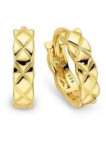 Paar Creolen Bruno Banani "Schmuck Geschenk Klappcreole Silber gelbgoldfarben vergoldet", gelbgoldfarben, Ohrringe, Damen, 12,2mm, Silber 925 (Sterlingsilber)