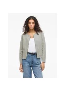 Kurzblazer Vila "VIGARDEN L/S SHORT CARDIGAN - NOOS", Damen, Gr. XS, light grau melange, Web, Obermaterial: 70% Baumwolle, 25% Polyester, 5% Elasthan, unifarben, regular fit kurz, Rundhals, Blazer Kurzblazer