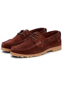 Bootsschuh Tommy Hilfiger "HILIFGER LIGHT SDE BOAT SHOE", Herren, Gr. 42, braun, Veloursleder, unifarben, Schuhe Bootsschuh, Schn&uuml;rschuh, Halbschuh mit Durchz&uuml;gen und &Ouml;sen