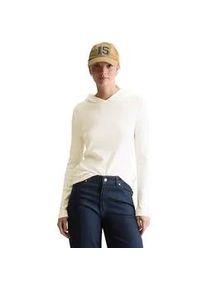 Marc O'Polo Langarmshirt MARC O'POLO DENIM "aus softem Bio-Baumwolle-Modal-Stretch-Jersey", Damen, Gr. XL, silky wei&szlig;, Obermaterial: 50% Baumwolle, 47% Modal, 3% Elasthan, unifarben, Basic, slim fit, Zierb&uuml;ndchen, Shirts Langarmshirt