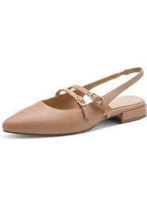 Slingpumps Marco Tozzi, Damen, Gr. 38, braun, Lederimitat, unifarben, Schuhe Slingpumps, Businessschuh, Abendschuh, mit komfortabler Feel Me-Ausstattung