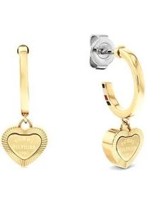 Paar Creolen Tommy Hilfiger "LAYERED", gelbgoldfarben, edelstahlfarben, Ohrringe, Damen, Edelstahl