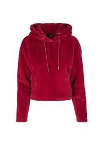 Rundhalspullover Urban Classics "Urban Classics Damen Ladies Oversize Short Teddy Hoody", Damen, Gr. XS, burgundy, 100% Polyester, unifarben, oversize, ohne Ausschnitt, Pullover Rundhalspullover