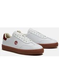 Sneaker Timberland "LISBON ESSENTIAL LOW LACE UP SNEAKER", Herren, Gr. 44, wei&szlig;fg w dkrot, Leder, Schuhe Sneaker