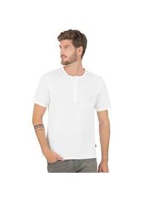 T-Shirt TRIGEMA "TRIGEMA T-Shirt mit Knopfleiste DELUXE Baumwolle", Herren, Gr. S, wei&szlig;, 100% Baumwolle, Shirts T-Shirt