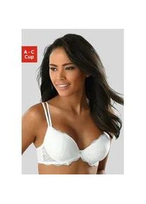 Push-up-BH Vivance, Damen, Gr. 70, Cup A, wei&szlig;, Spitze, Obermaterial: 91% Polyamid, 9% Elasthan, BHs Push-up-BH, mit 2 Tragevarianten, Dessous