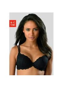Push-up-BH Vivance, Damen, Gr. 85, Cup A, schwarz, Spitze, Obermaterial: 91% Polyamid, 9% Elasthan, BHs Push-up-BH, mit 2 Tragevarianten, Dessous