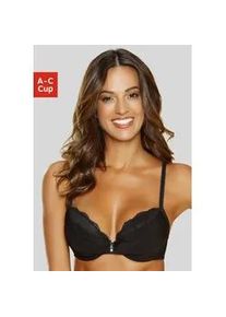 Push-up-BH Lascana, Damen, Gr. 80, Cup A, schwarz, Microtouch, Obermaterial: 60% Polyamid, 35% Polyester, 5% Elasthan, BHs BH Push-up-BH Spitzenw&auml;sche Spitzen-BH Hochzeitsw&auml;sche Dessous Hochzeitsdessous, mit 2 Tragevarianten, als Neckholder oder normal, sexy Dessous