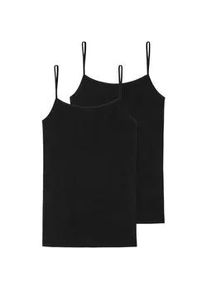 Unterhemd Schiesser "95/5", Damen, Gr. 36, N-Gr, schwarz (000, schwarz), Single Jersey, Obermaterial: 95% Baumwolle, 5% Elasthan, unifarben, k&ouml;rpernah, tiefer Rundhals, Unterhemden Unterhemd, mit Spaghetti-Tr&auml;gern