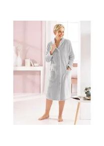 Morgenmantel Comtessa, Damen, Gr. 48/50, silber (silberfarben), Kunstfaser, unifarben, Langform, Hausm&auml;ntel