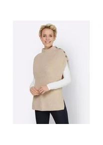 Pullunder Heine "Pullunder", Damen, Gr. 36, beige (sand, meliert), 100% Baumwolle, unifarben, Pullover Pullunder