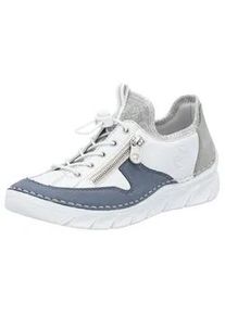 Slip-On Sneaker Rieker, Damen, Gr. 40, wei&szlig; (wei&szlig;, kombiniert), Lederimitat, Schuhe, Slipper, Freizeitschuh mit kontrastfarbenen Bes&auml;tzen