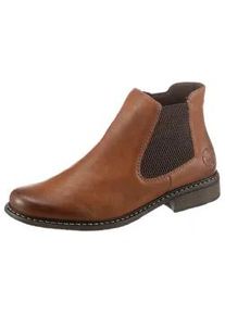Chelseaboots Rieker, Damen, Gr. 36, braun (cognac, used), Lederimitat, used, Schuhe Chelseaboots, Stiefelette, Boots, Blockabsatz, in klassischer Optik