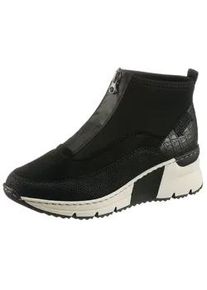 Schlupfboots Rieker, Damen, Gr. 40, schwarz, Nubuklederimitat, Textil, Reptilienpr&auml;gung, Veloursleder, Schuhe Schlupfboots, Stiefelette, High Top Sneaker mit Rei&szlig;verschluss auf der Vorderseite